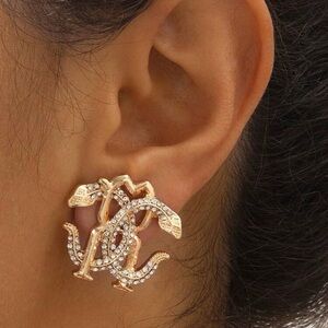 NWT TOTALLY GORGEOUS GOLD & ZIRCONIAS SNAKE  EARRINGS